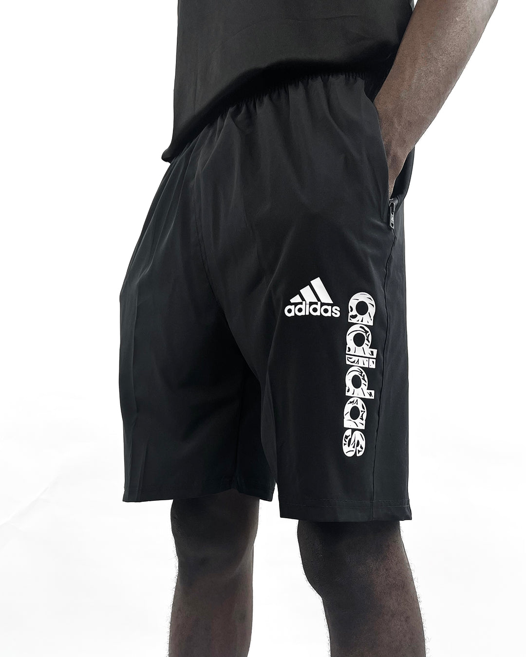 Adidas double logo tree print logo sports shorts