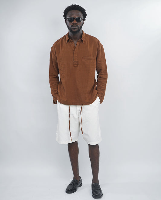 GIESTO linen spring shirt in brown