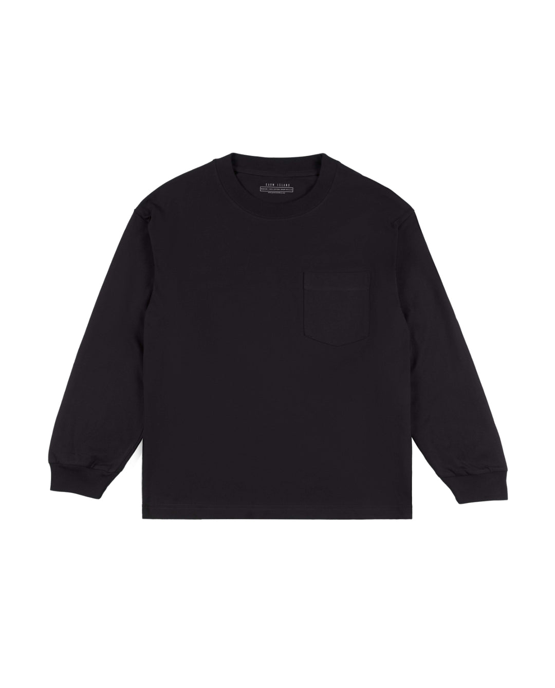 Garm Island Cotton Crew Neck Longsleeve in Black