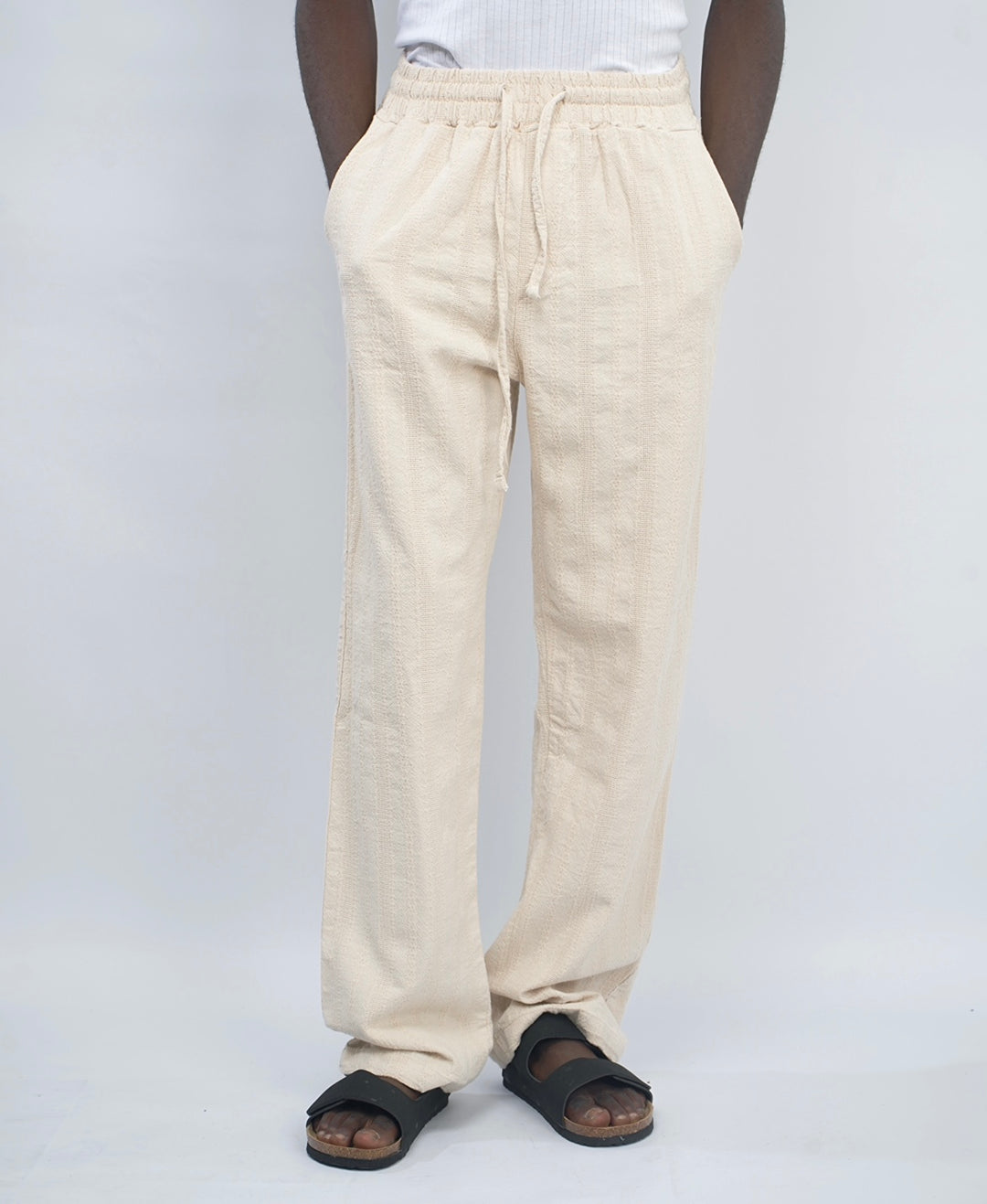 Giesto cable knit tall Linen pants in beige