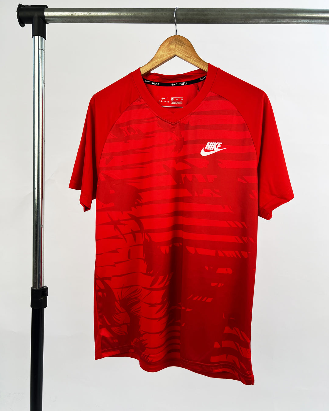 Nike camo striped sports t-shirt in red