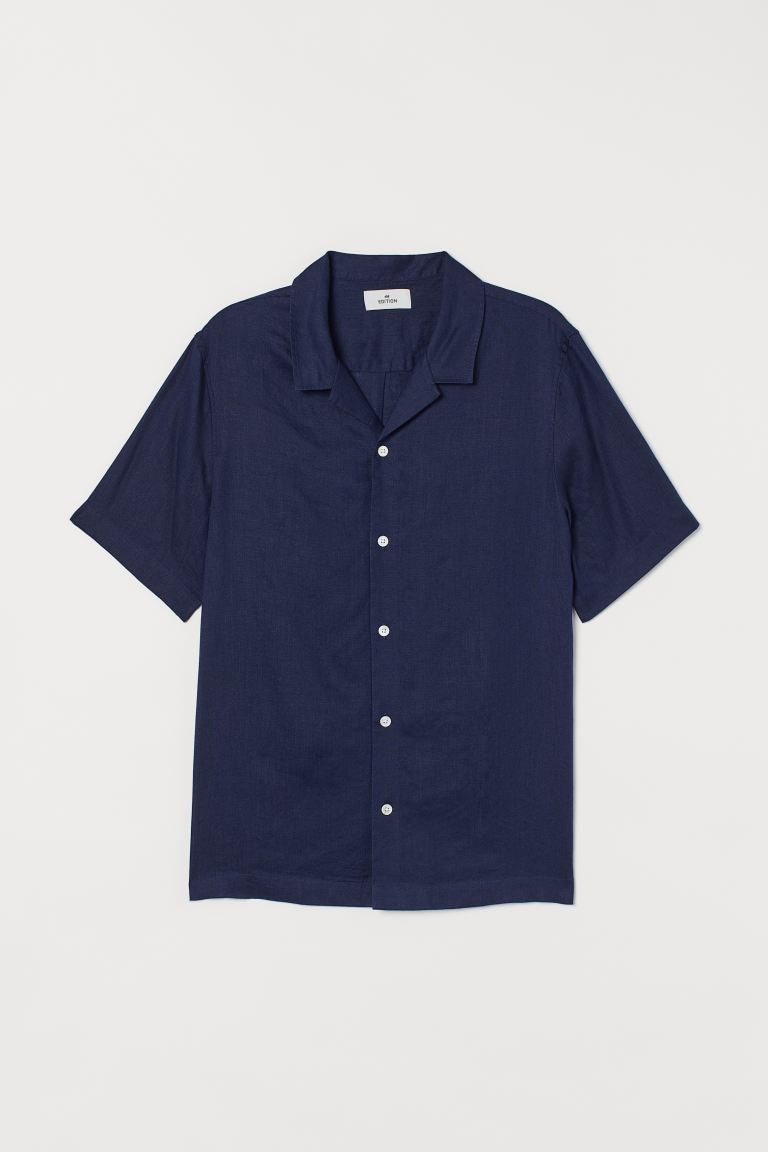 Smog Revere Collar Shirt in blue