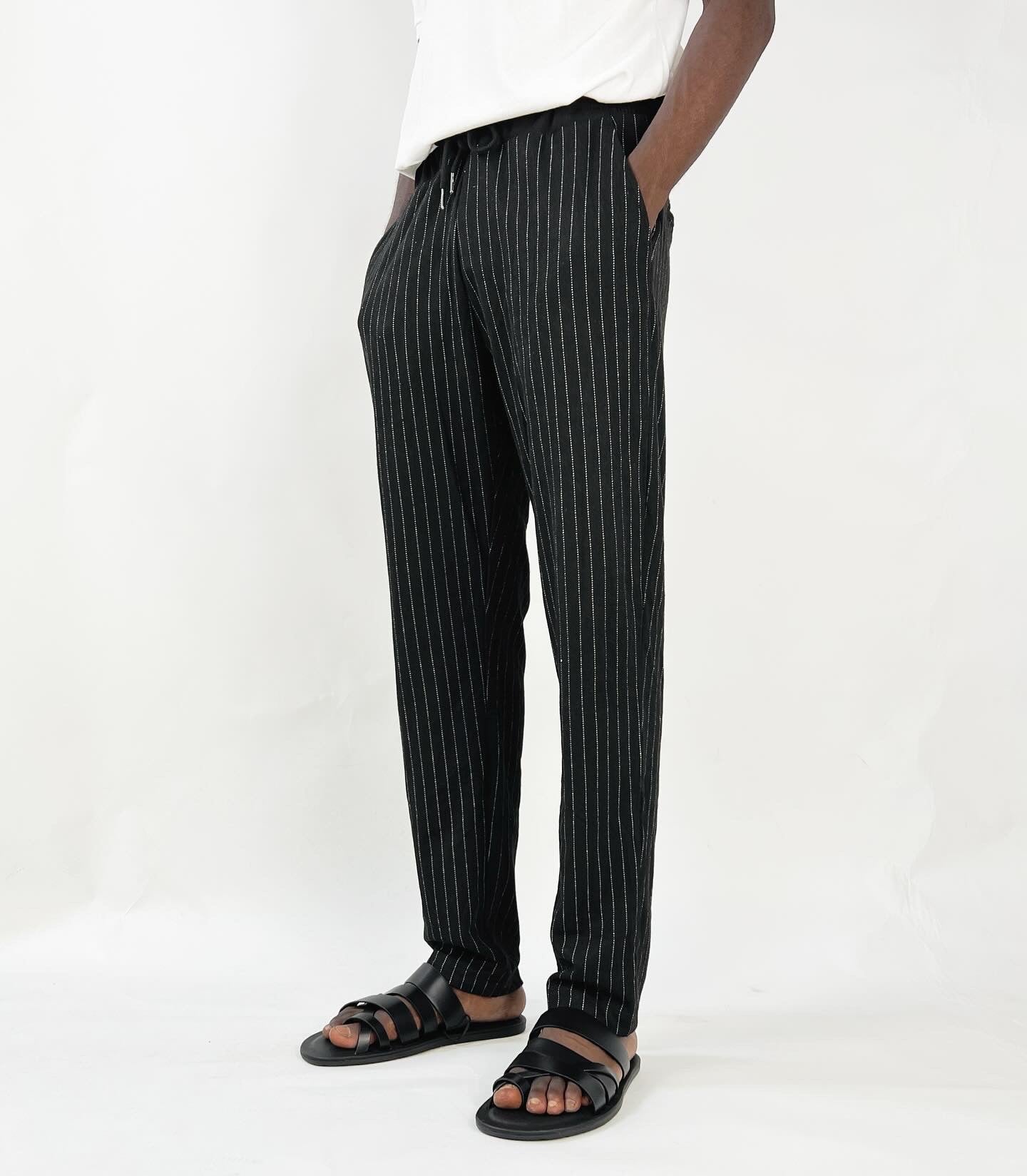 Pinstripe joggers best sale