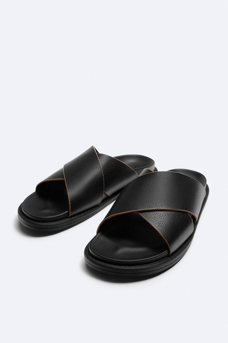 Zara leather crossover sandals fashion