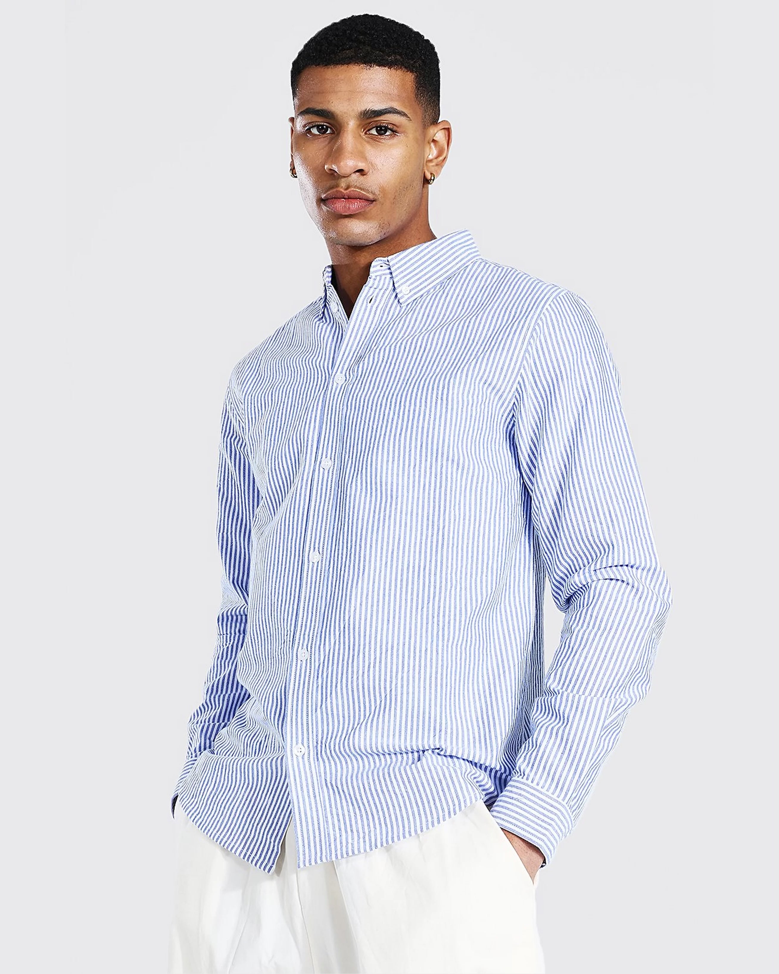 Pinstripe Oxford shirt in blue – Garmisland