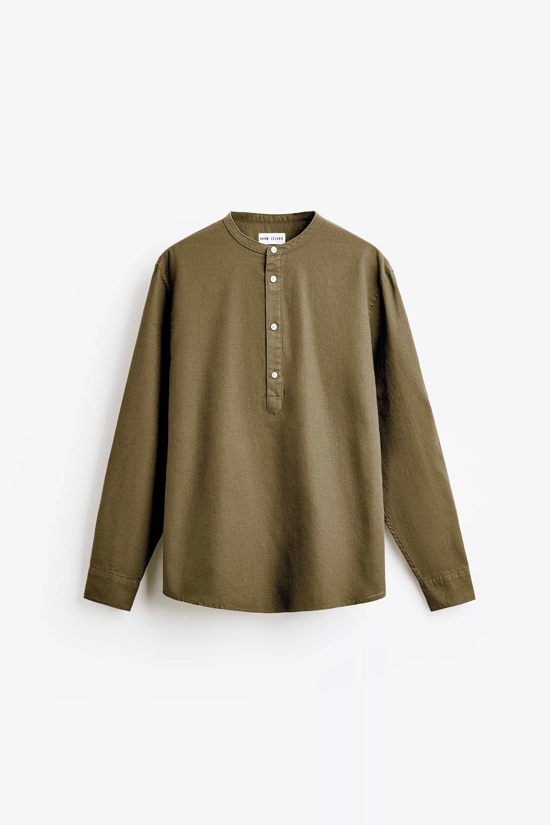 Garm Island Linen Blend Tab Collar shirt in khaki