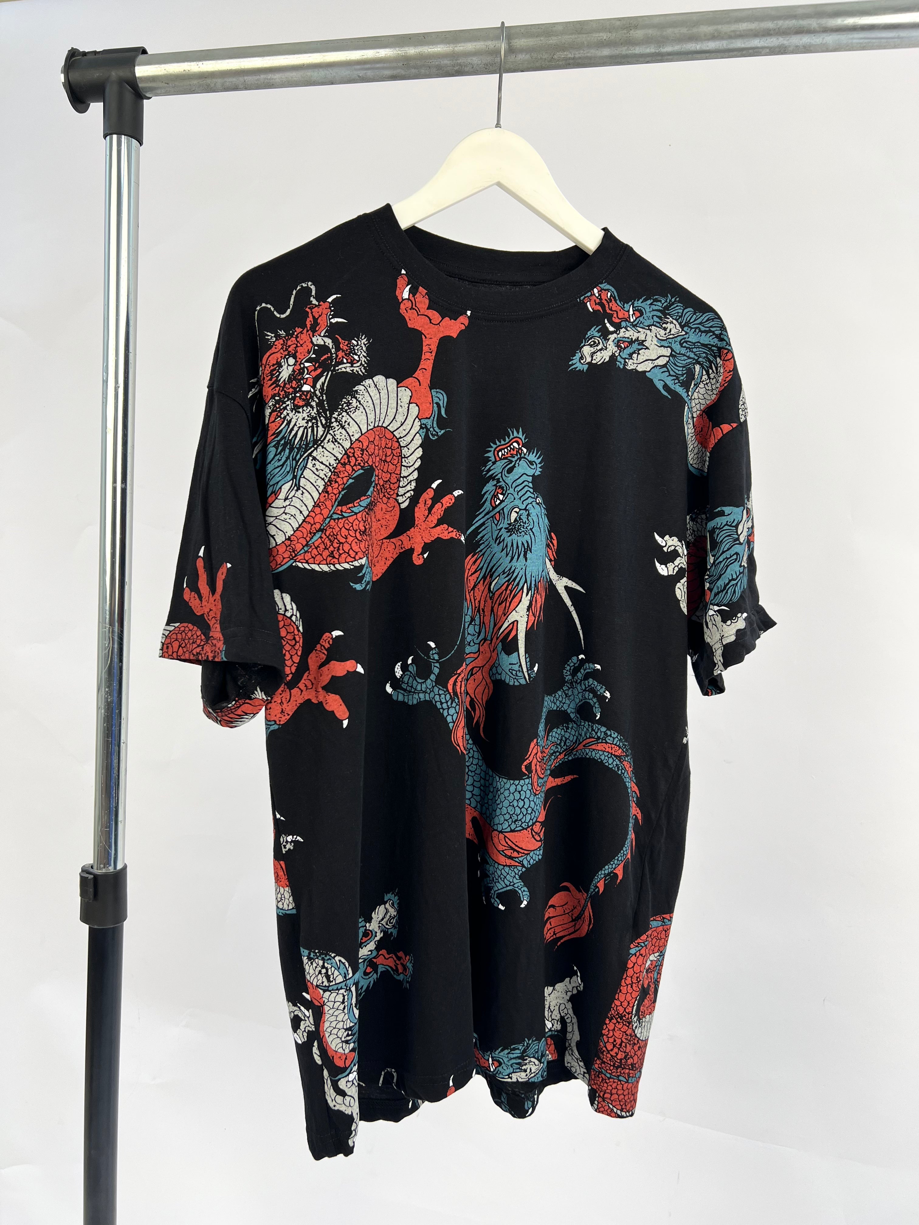 GJ Comfort Dragon Print T shirt In Black Garmisland gj-comfort-dragon-print-t-shirt-in-black-garmisland