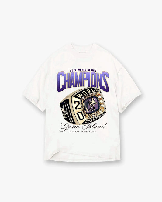 Garm Island Championship Ring Graphic T-shirt in white