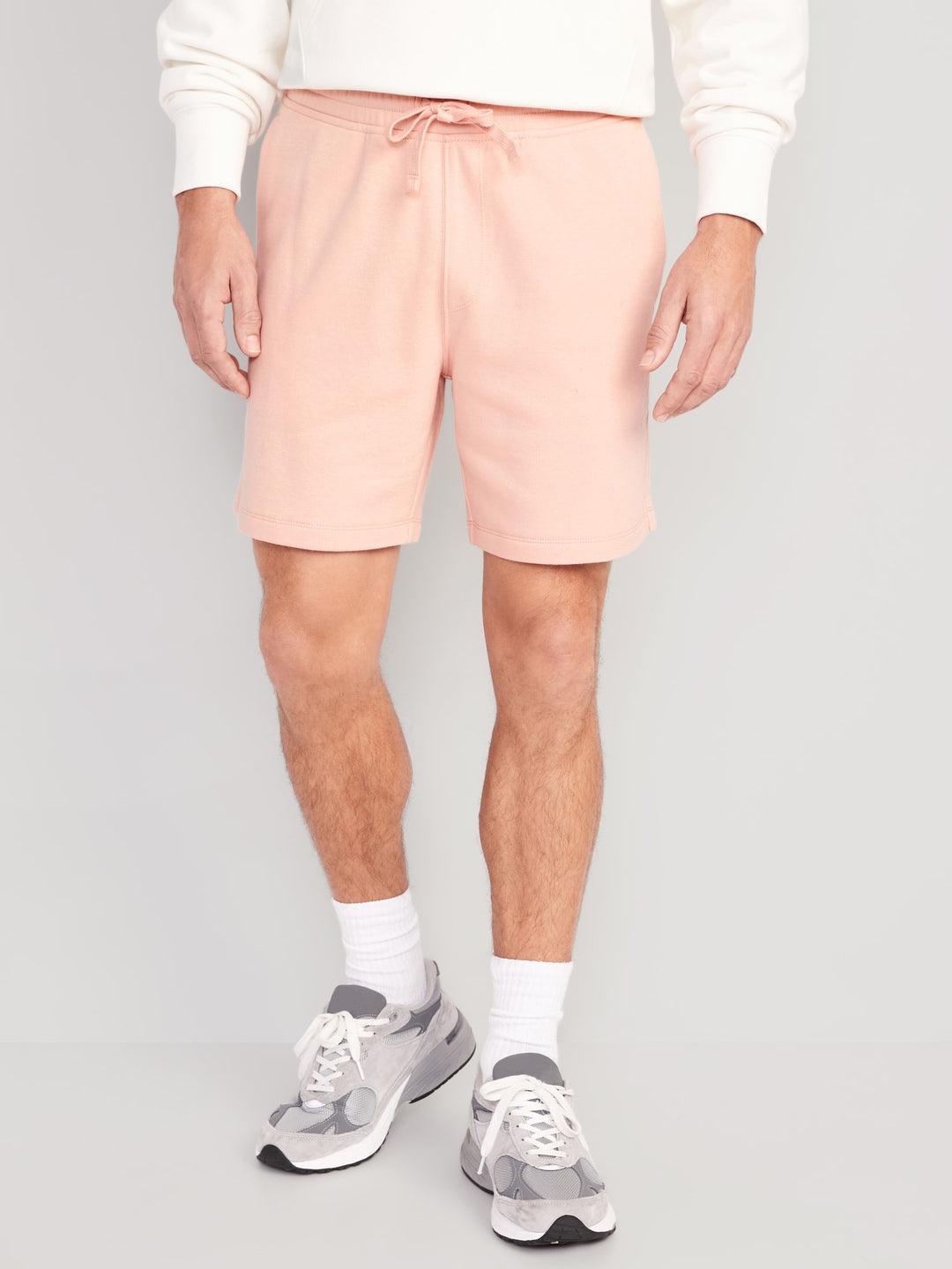 Garment-Washed Fleece Sweat Shorts in peach