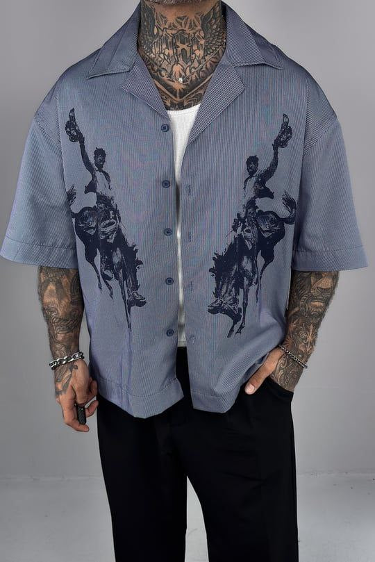 GRJ Ranch Striped Shirt in Blue