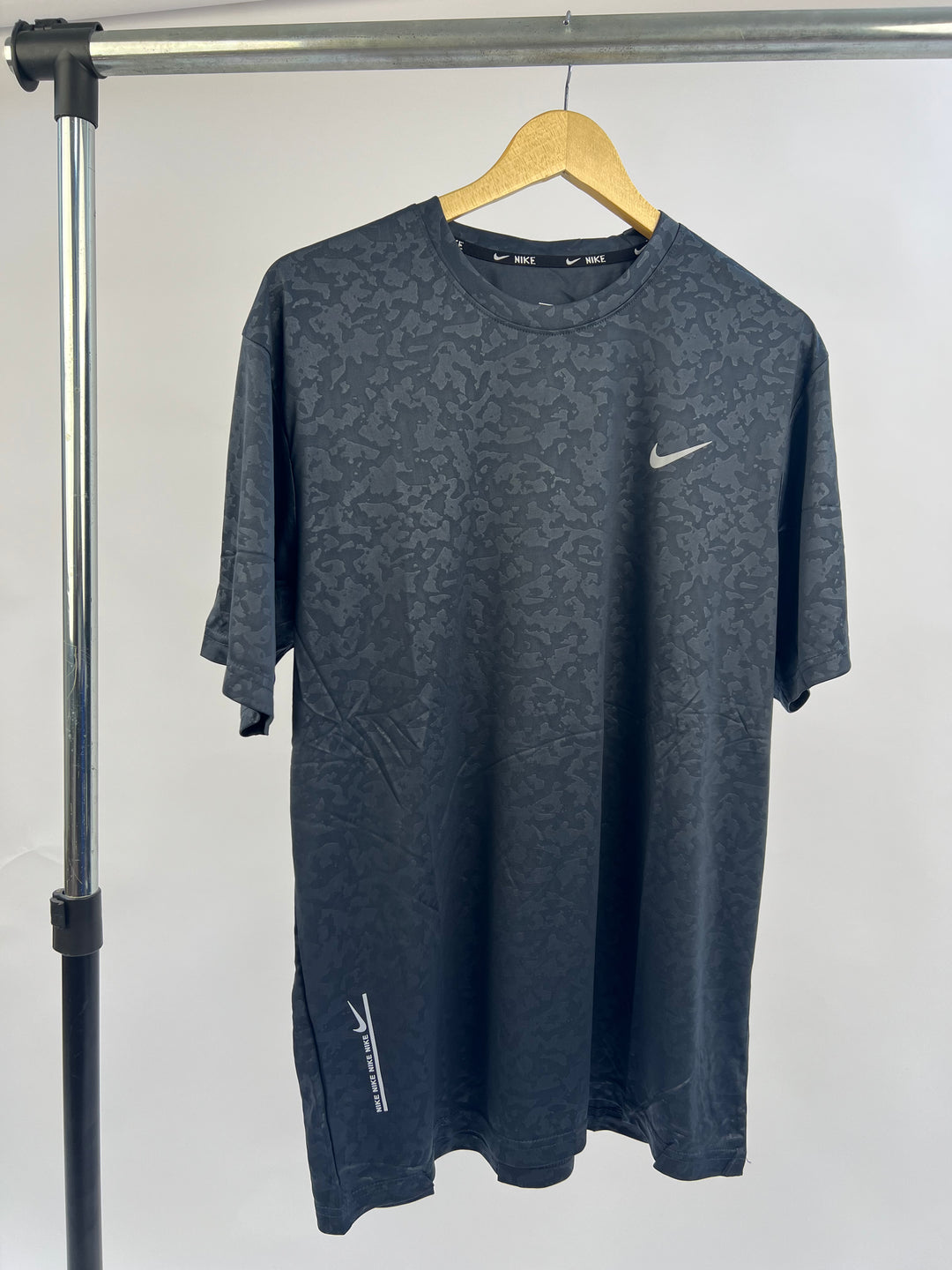 Nike Camo print sports T-shirt in navy