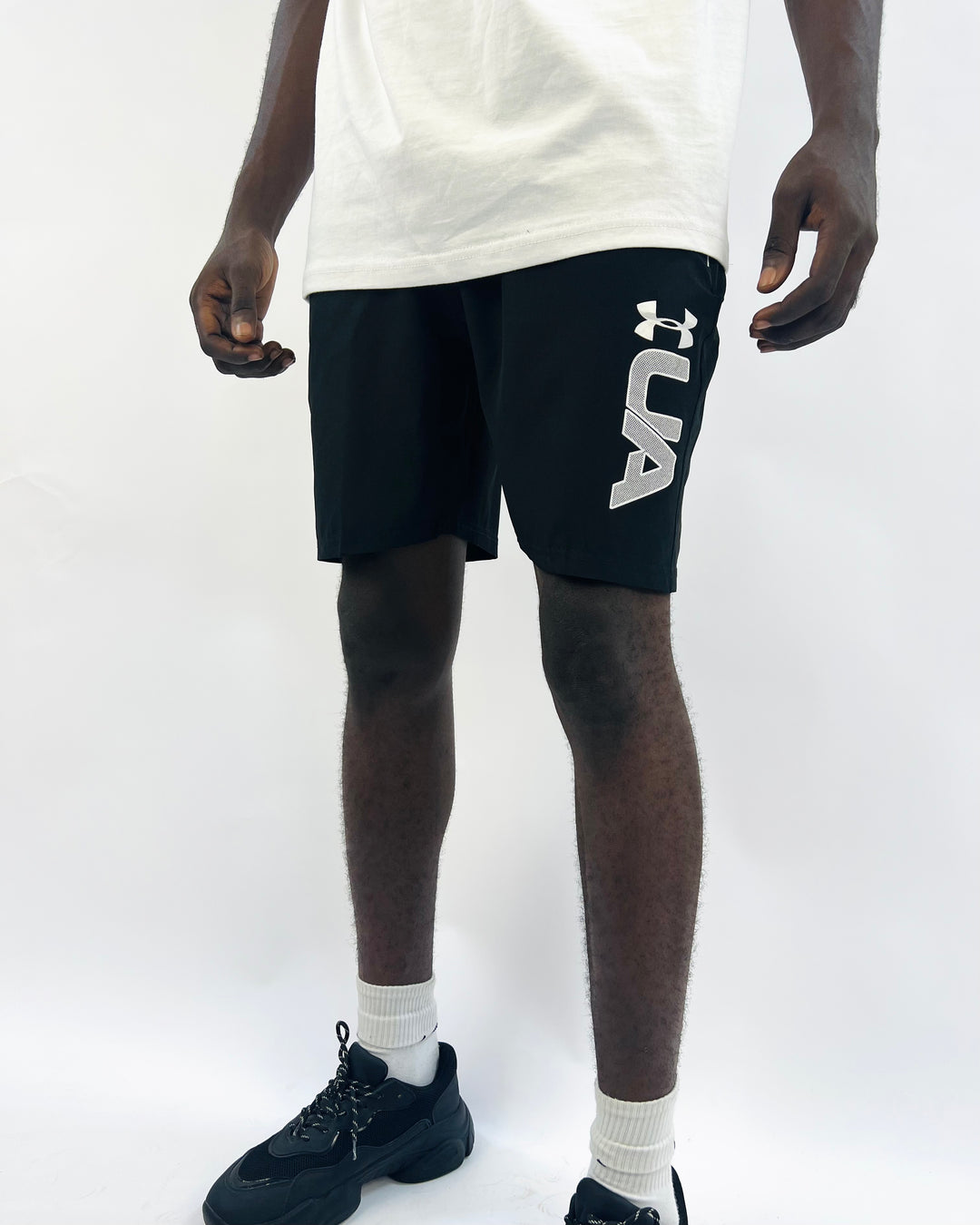 Under Armor UA print sport shorts in black