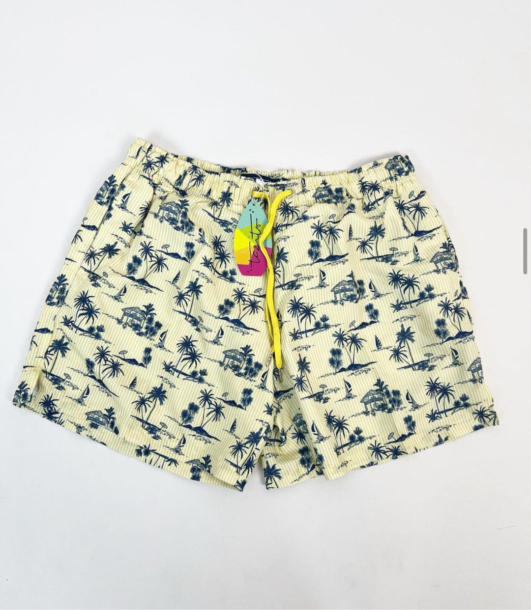 Tazito Island Print Swim Shorts in Yellow