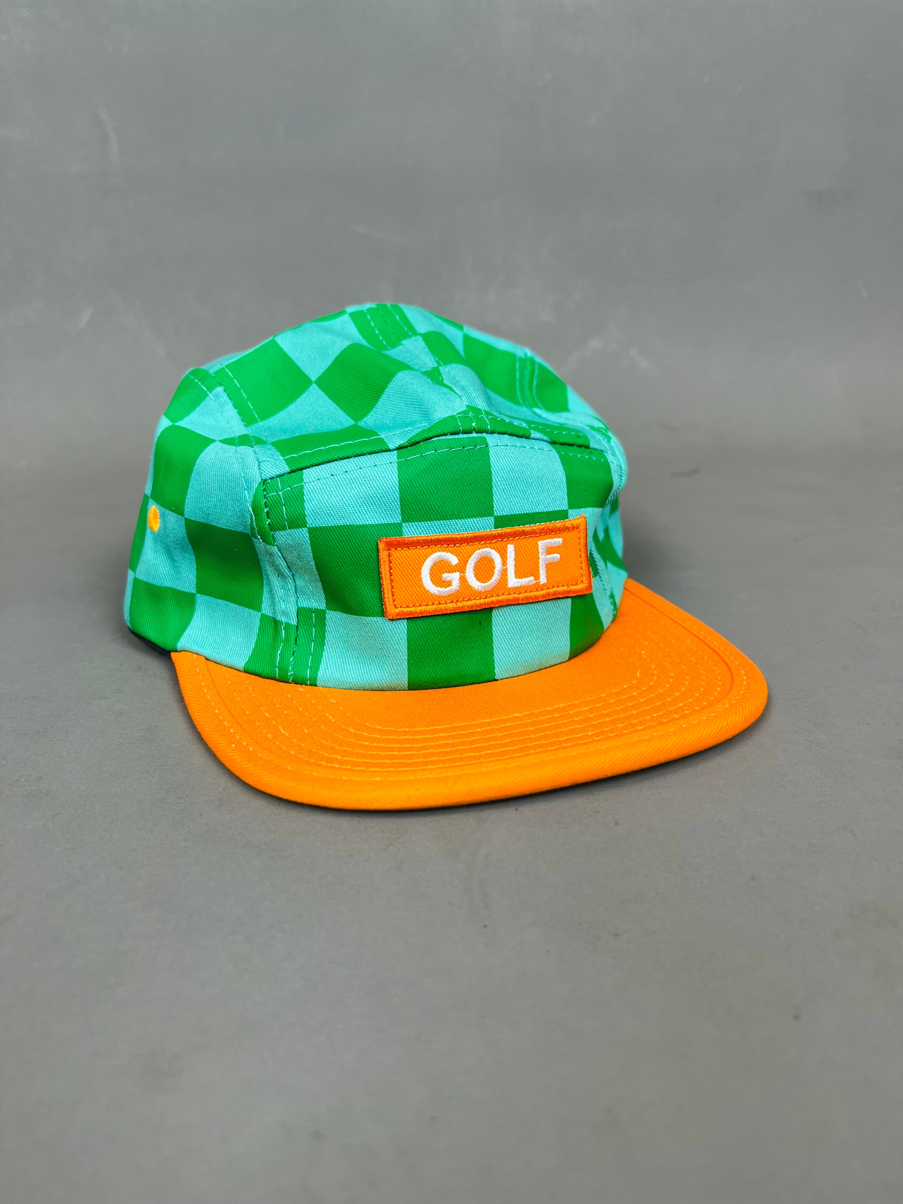 Golf Wang Checkered Camp Cap in green yellow Garmisland
