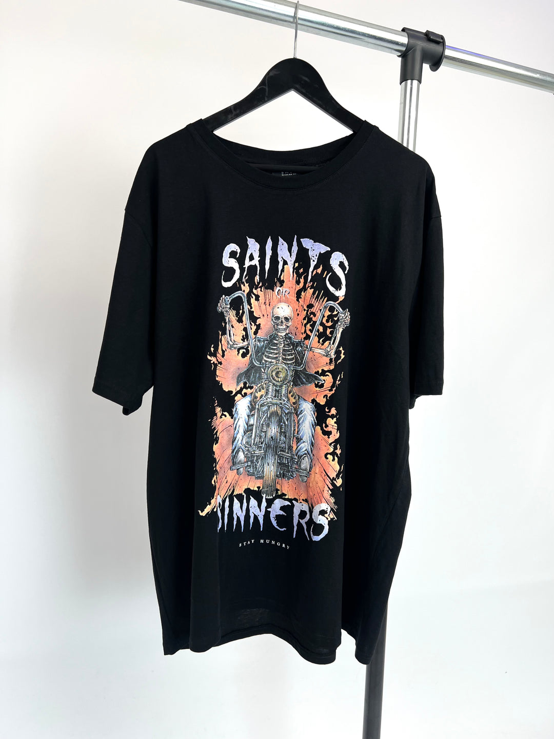 Saints or Sinners print T-shirt in black