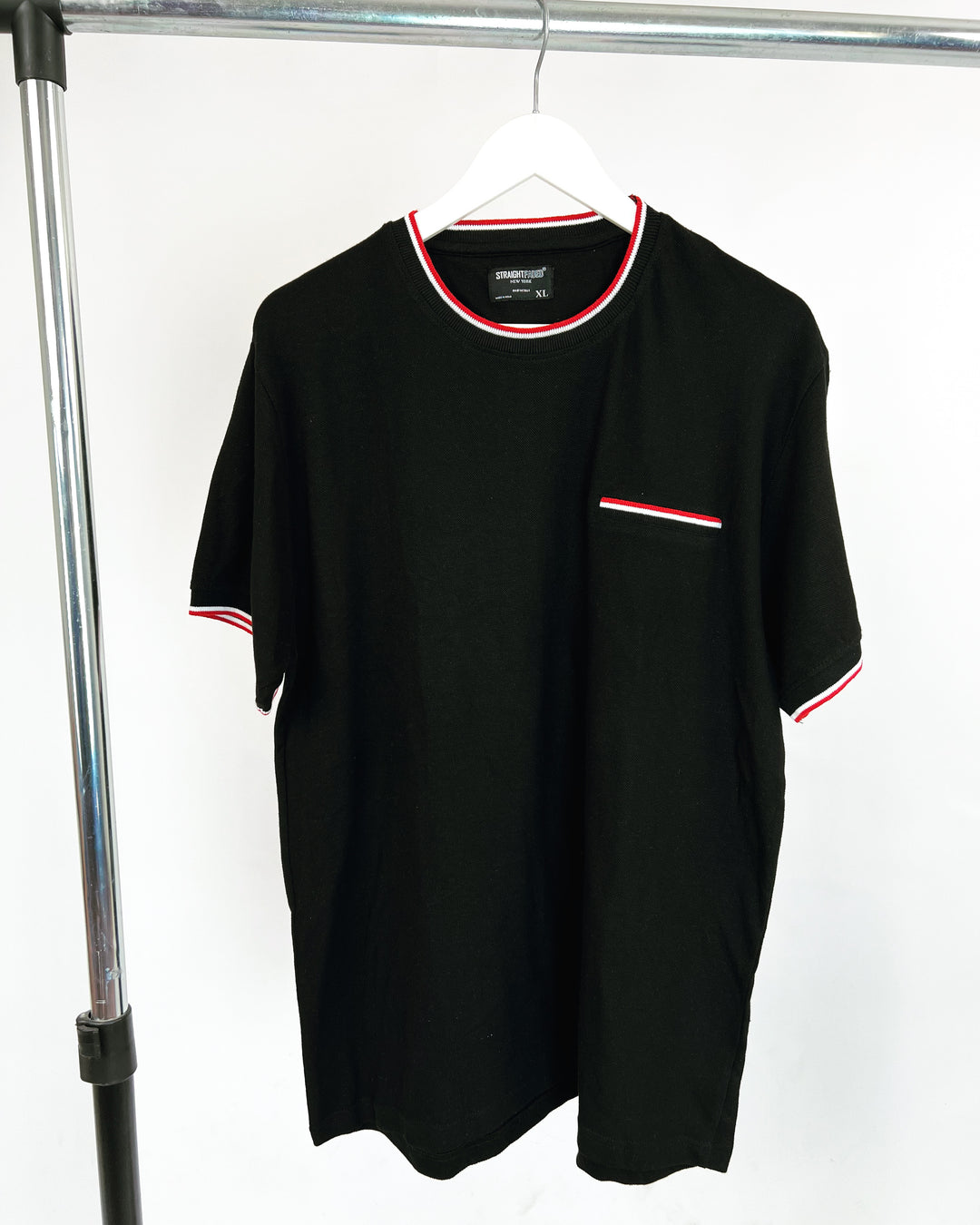 Straight Faded ringer T-shirt in black