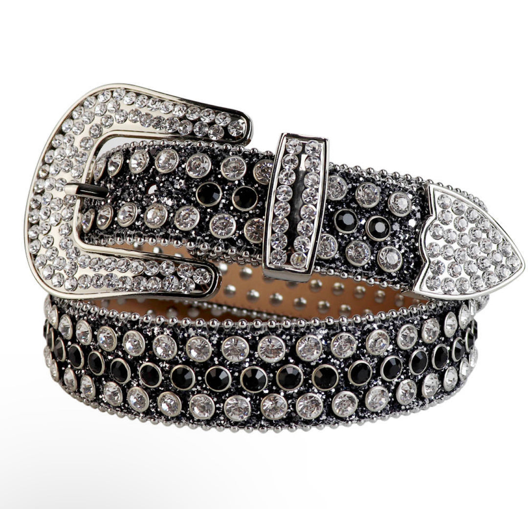 Rhinestone white crystal belt in white