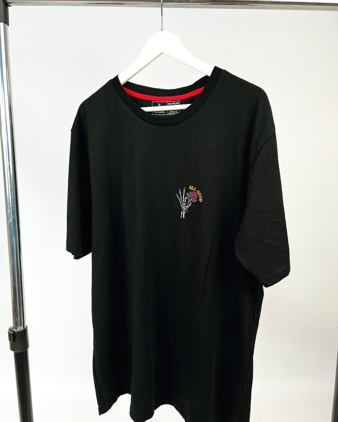 Public Record Embroided T-shirt in black