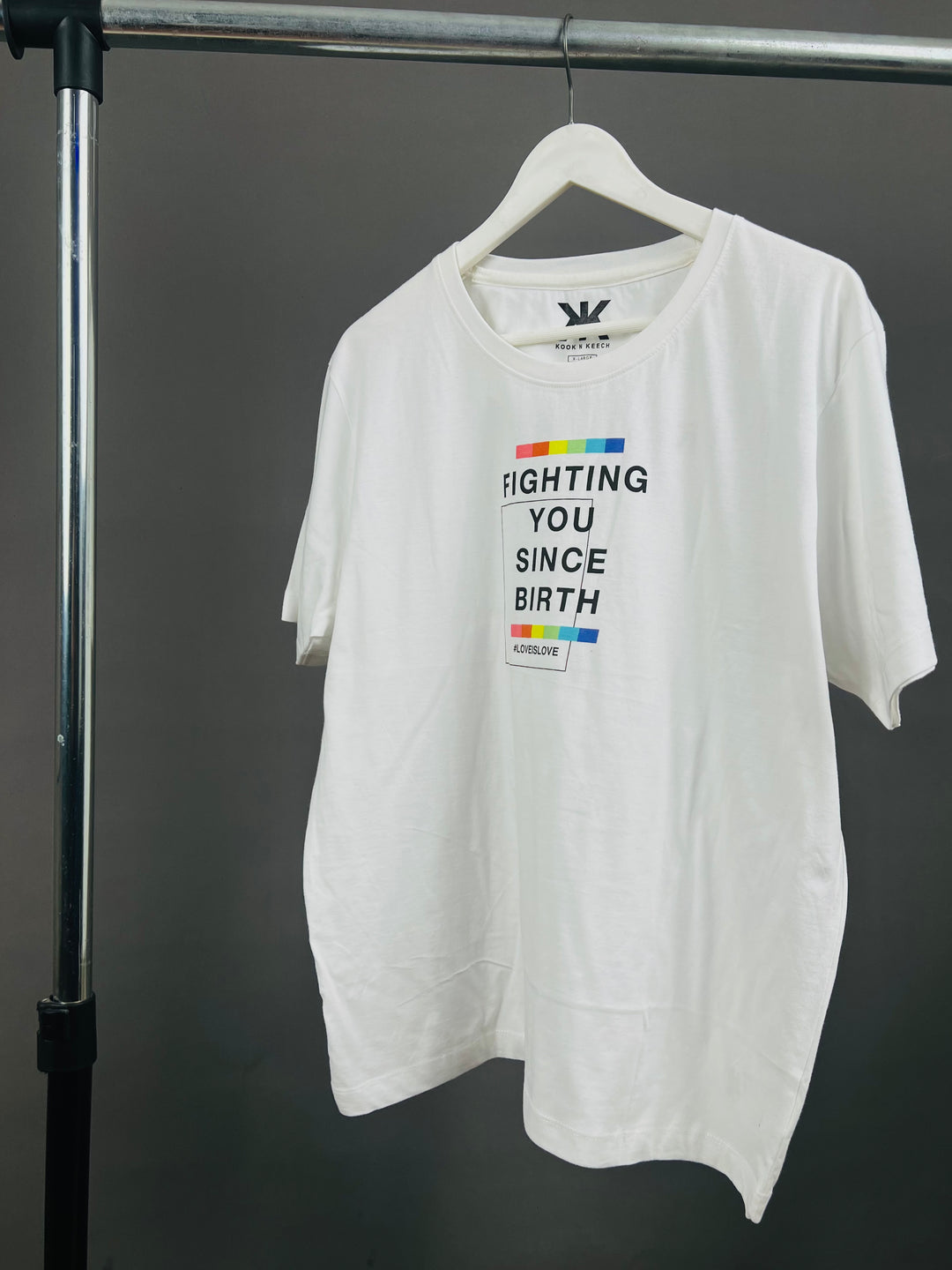 Kook N Keech fighting since birth T-shirt in white