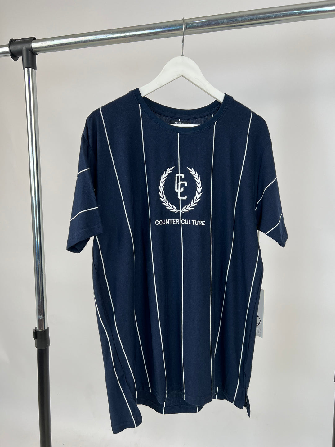 Counter Culture Garland Pinstripe T-shirt in Navy