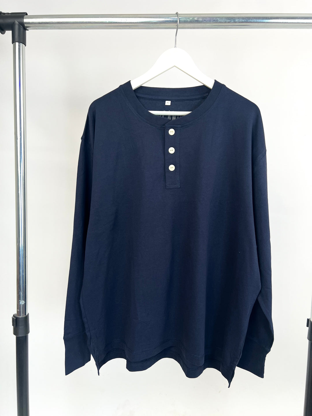 Organic Henley Longsleeve T-shirt in Navy