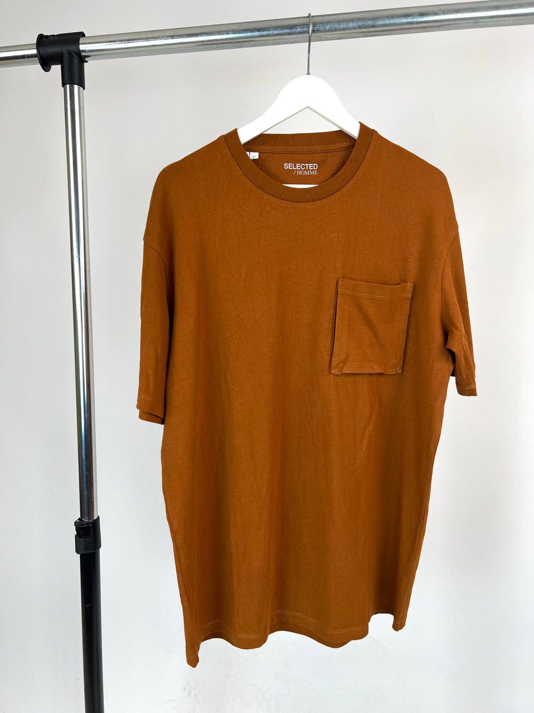 Selected Homme Pocket T-shirt in ginger