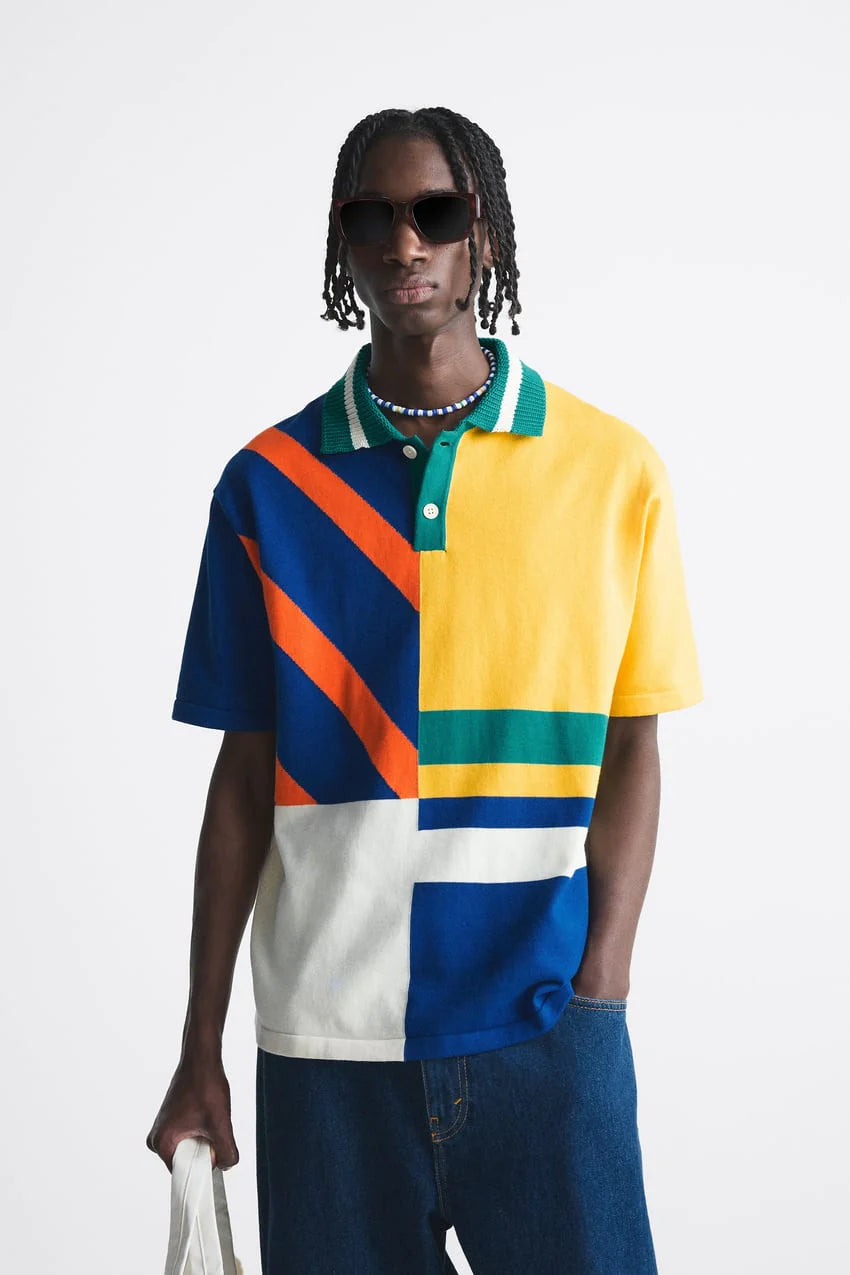 Colour block polo shirt best sale