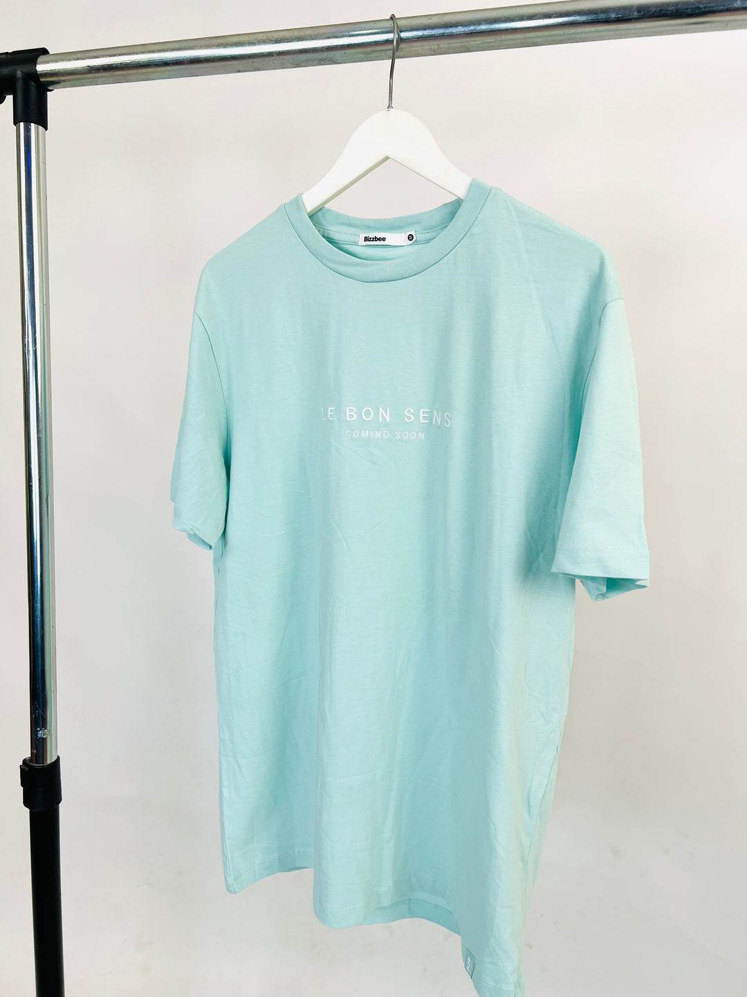 Bizzbee T-Shirt with Embroidered Text Print in mint