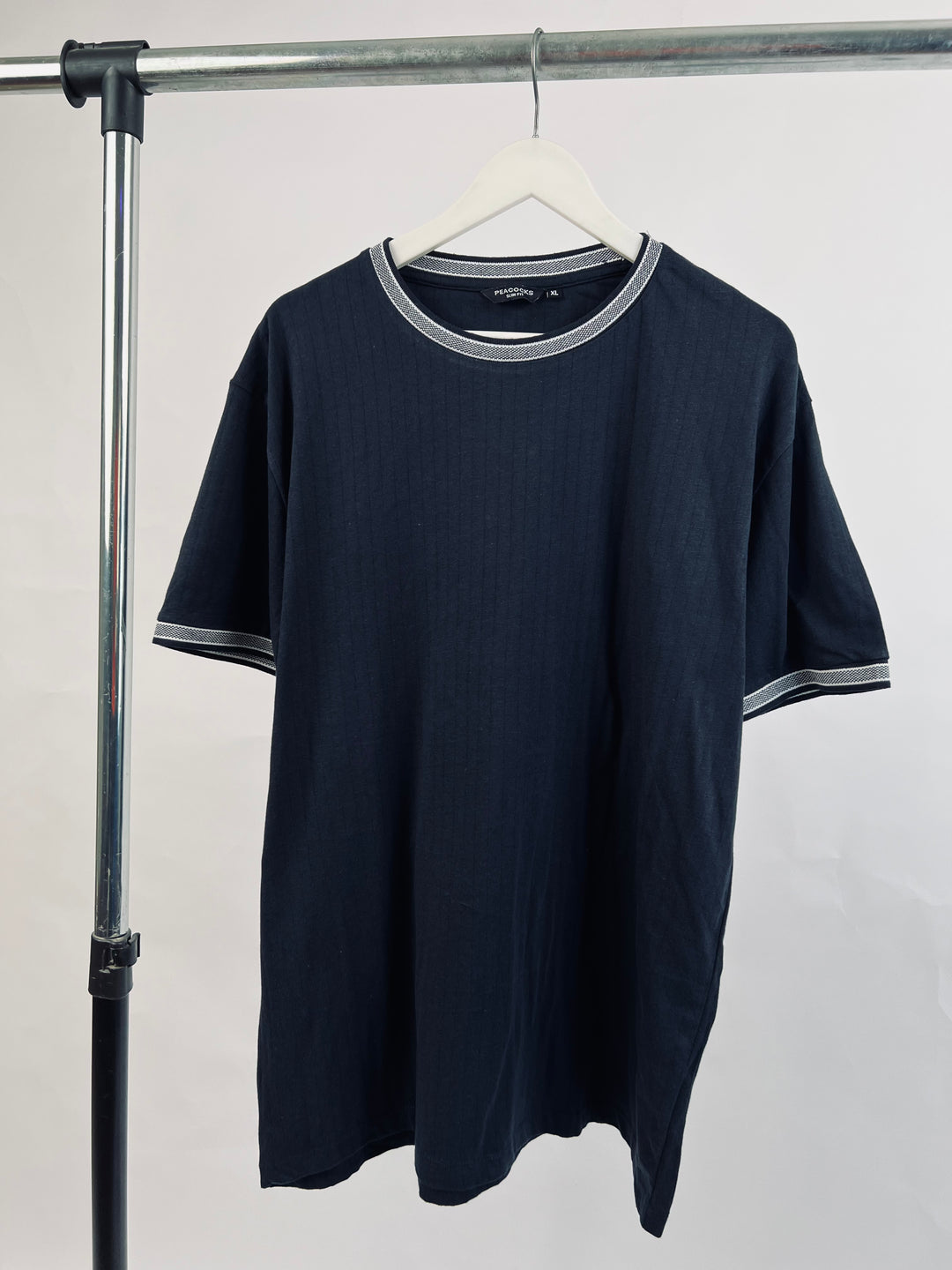 Peacock slim fit collar detail t-shirt in blue