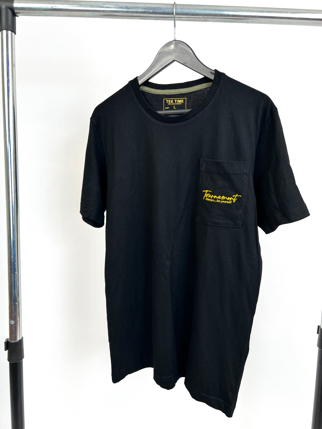 Tee Time Script pocket T-shirt in black