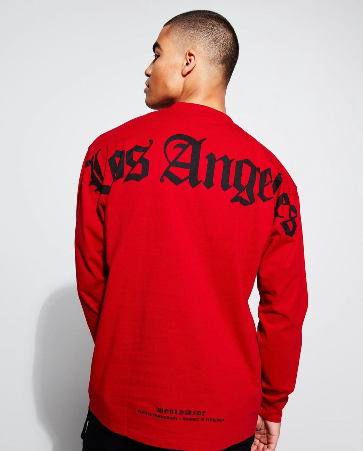 Black Squad Los Angeles Red Longsleeve With backprint in Red