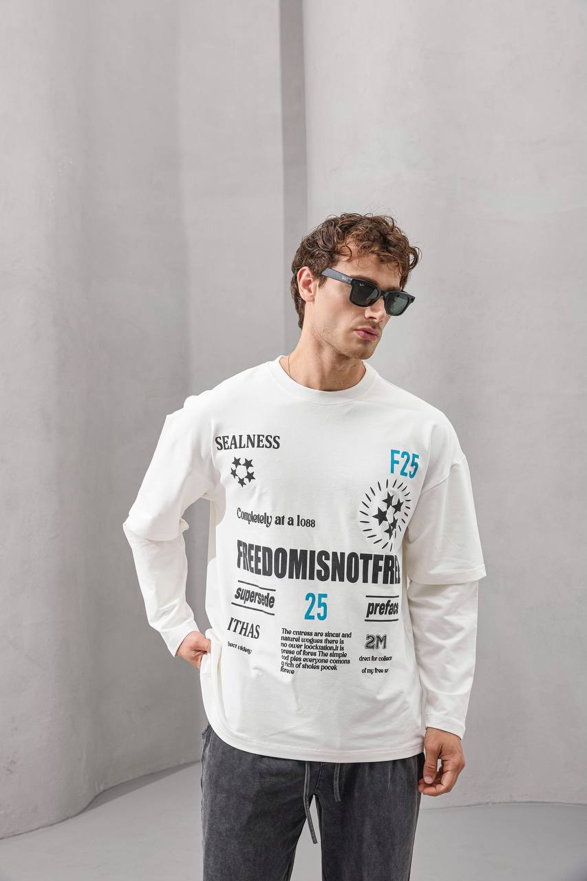 2morrow Oversized Graphic Text Print in White