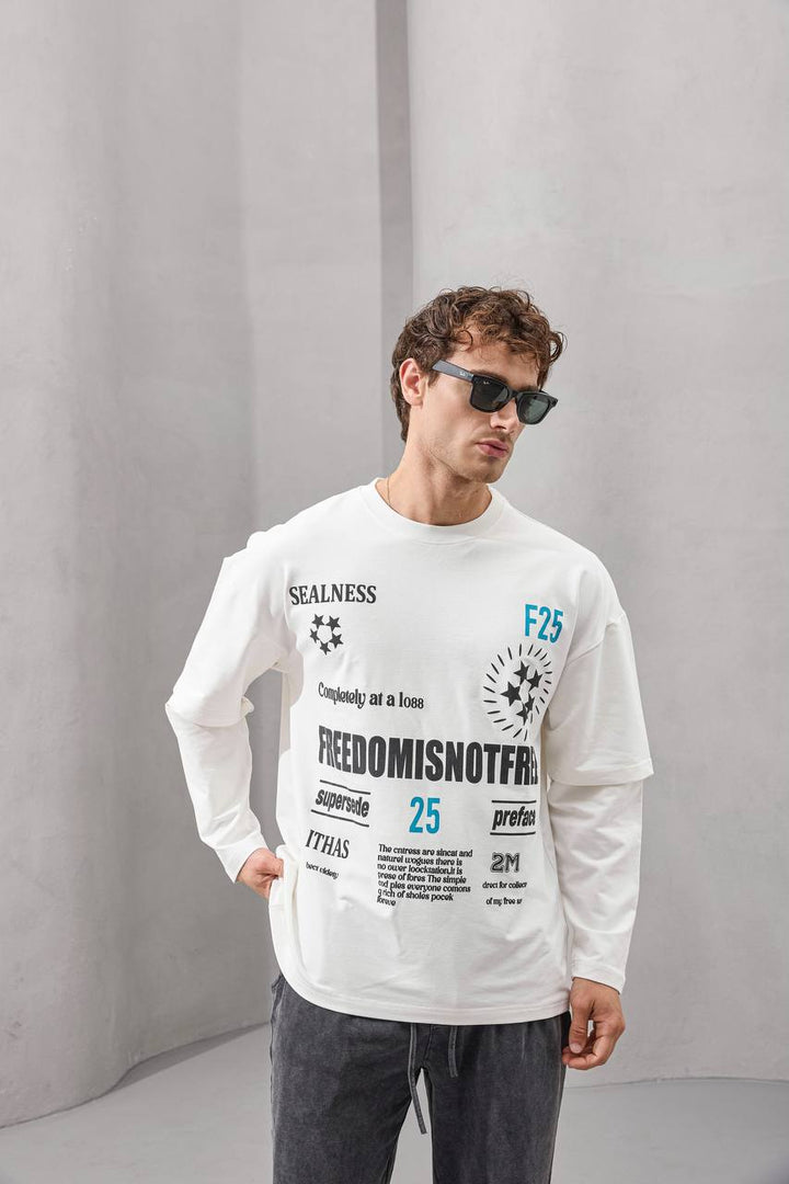 2morrow Oversized Graphic Text Print in White