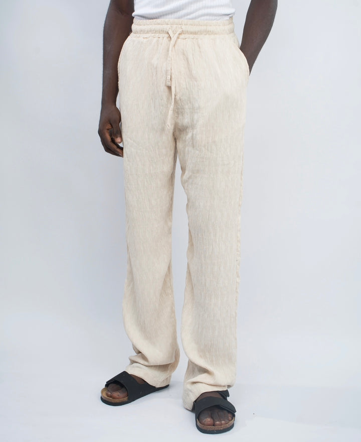 Giesto Tall Creased Linen pants in beige