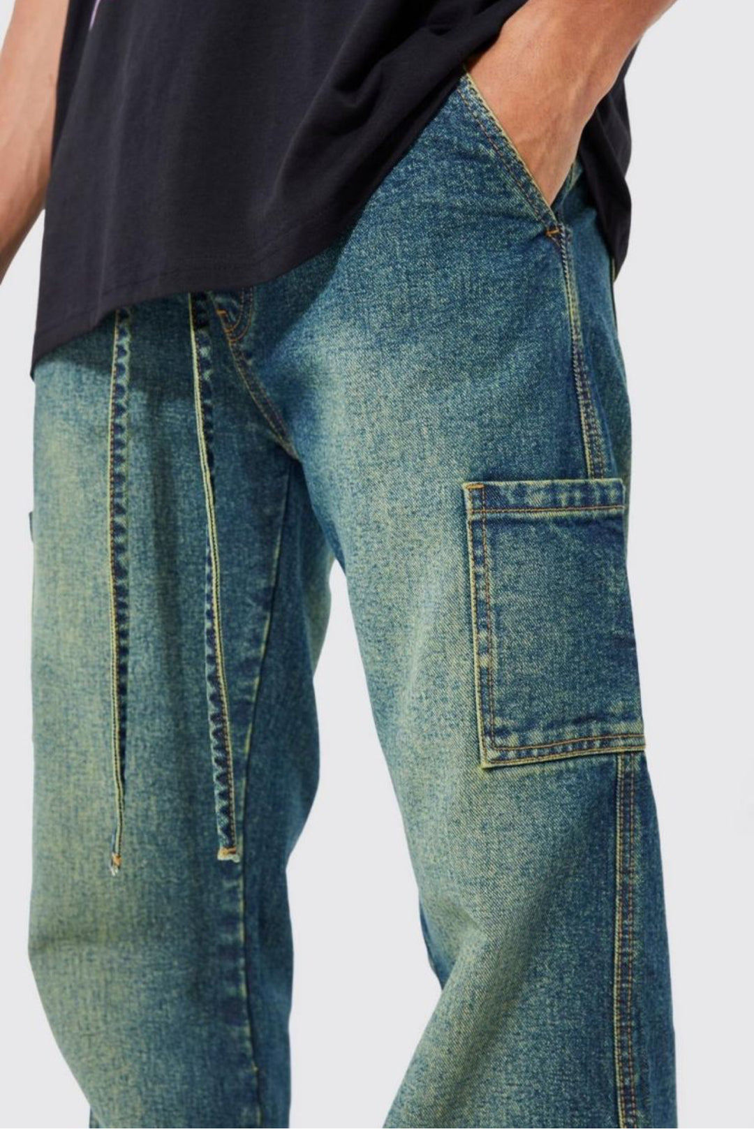 BOOHOOMAN Tall Relaxed Baggy Flare Elasticated Jeans