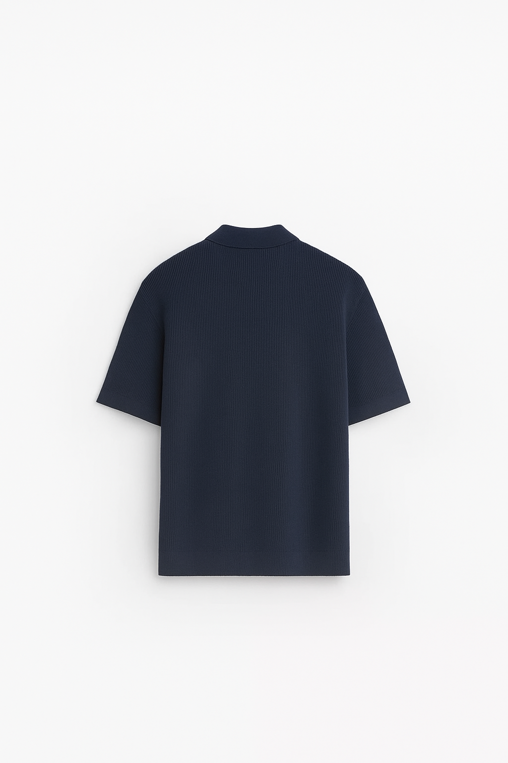 Garm Island Half Zip Textured Knit Polo in Navy Blue