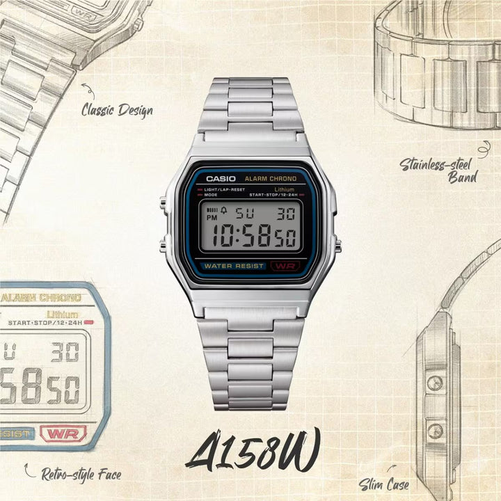 CASIO VINTAGE A158WA-1 in silver
