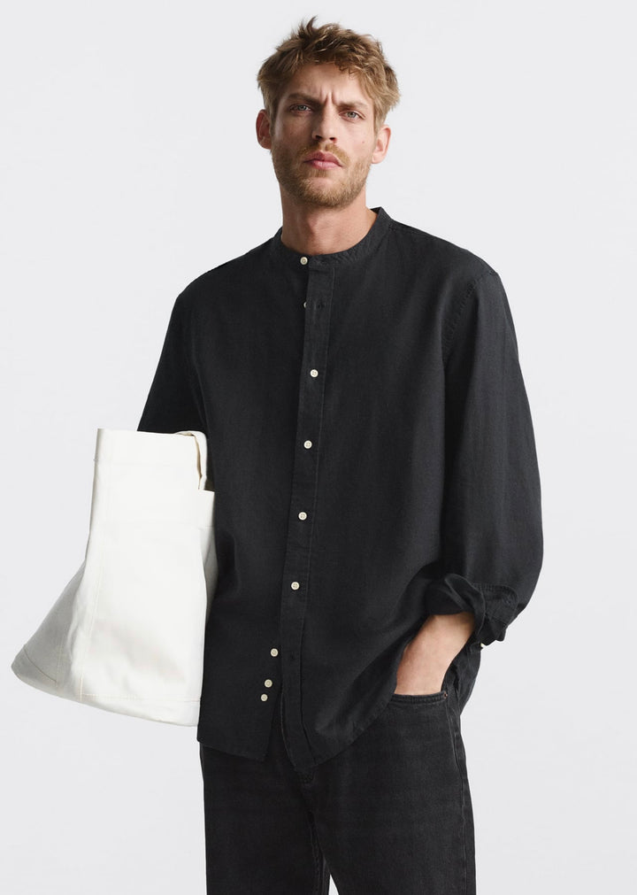 ZARA COTTON LINEN SHIRT BLACK