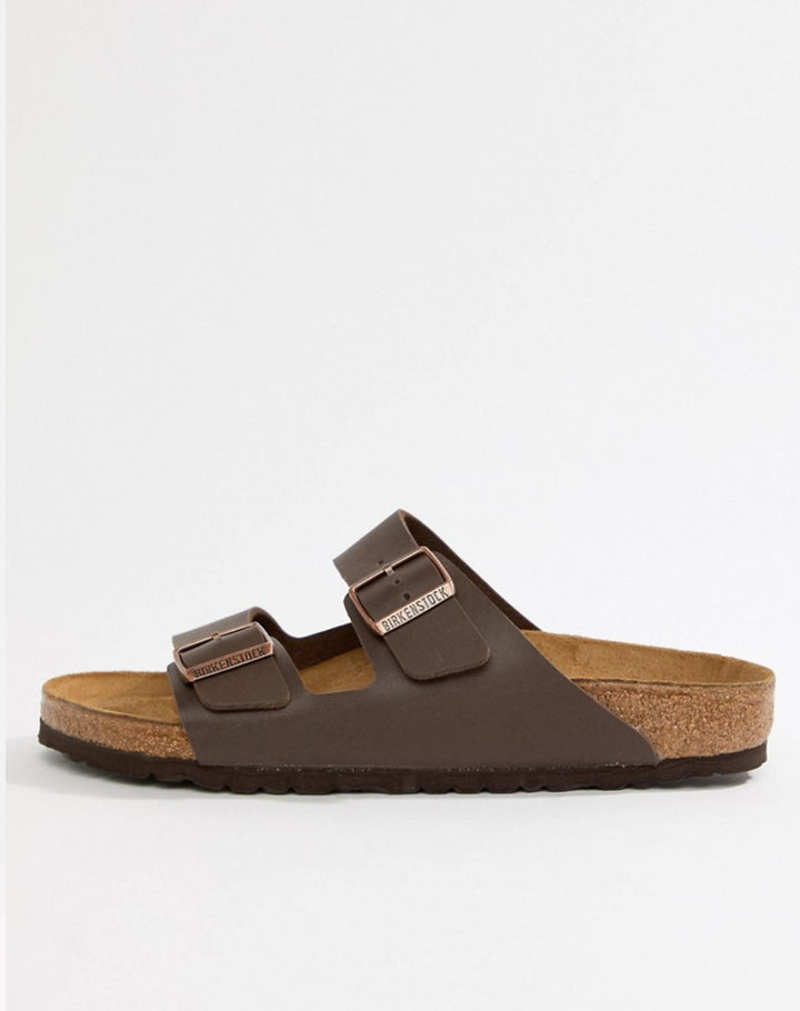 Birkenstock Arizona Nubuck Slide Sandals in Brown