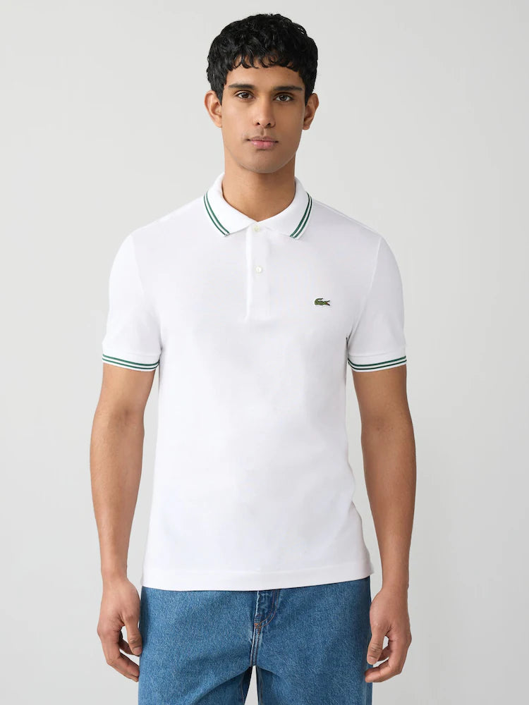 Lacoste Tipped Short Sleeve Polo Shirt in White