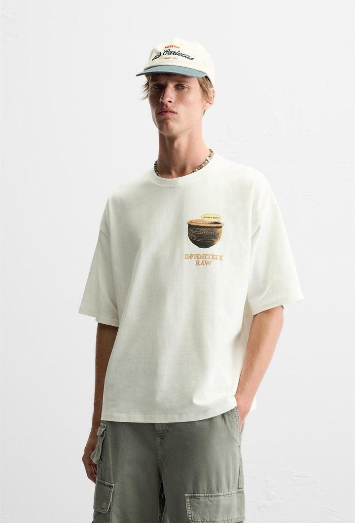 ZARA T-SHIRT WITH CONTRAST SLOGAN