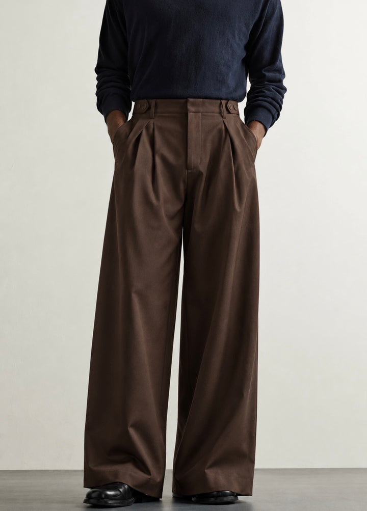 Garm Island Wide Leg Adjustable Pants in Brown