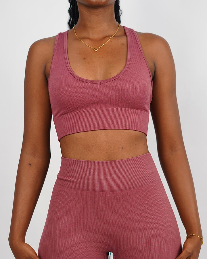 Garm Island Seamless Ribbed Sports Bra in magenta