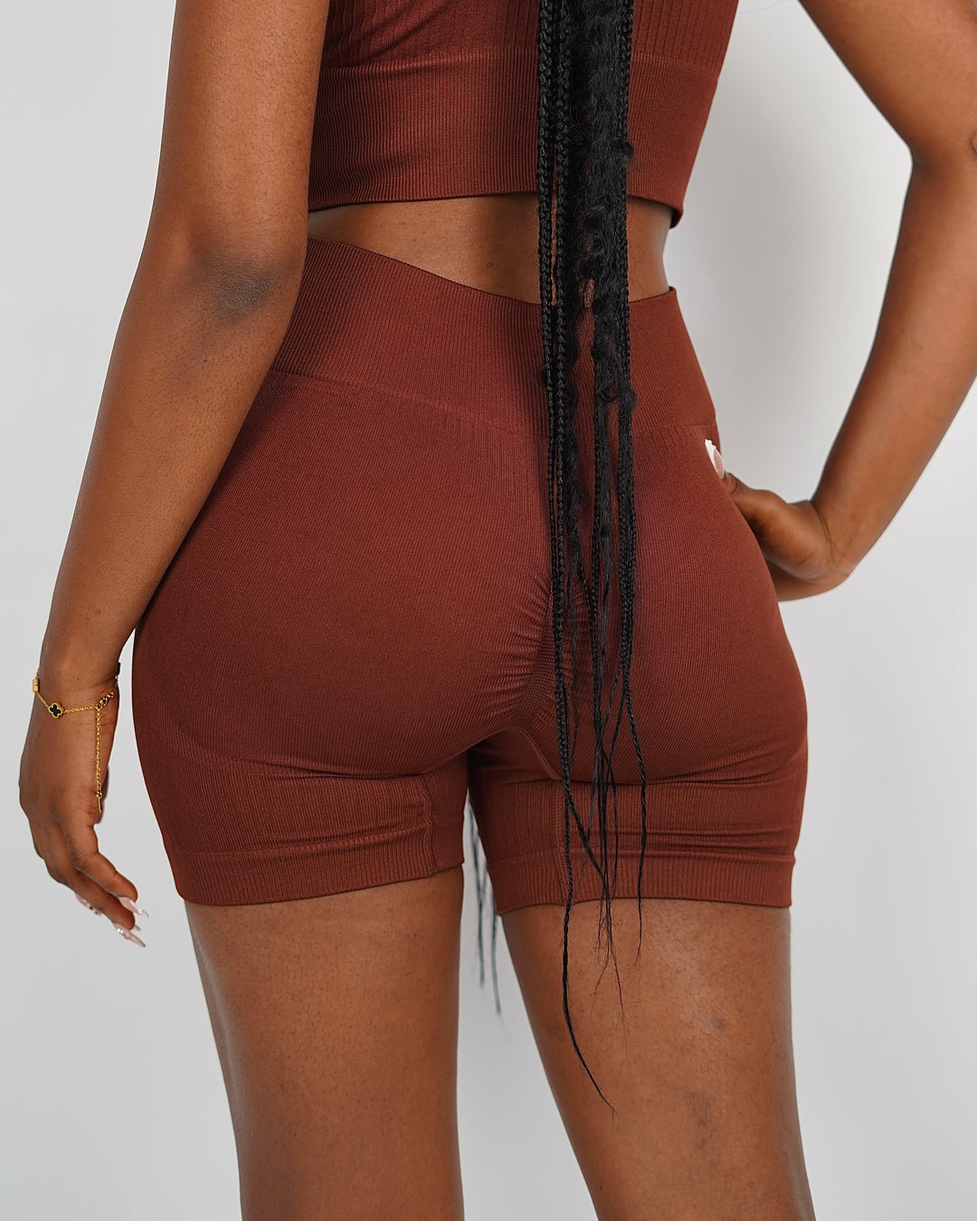 Garm Island Seamless Ribbed Shorts in Brown