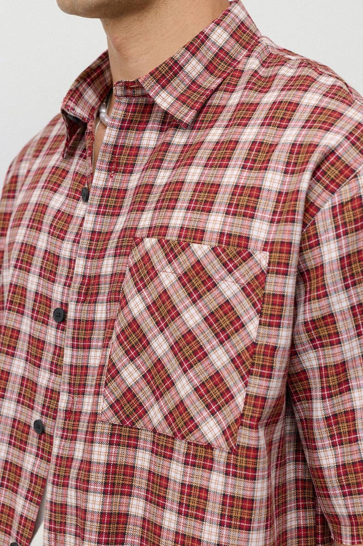 Vamos Plaid Short Sleeve shirt in Red