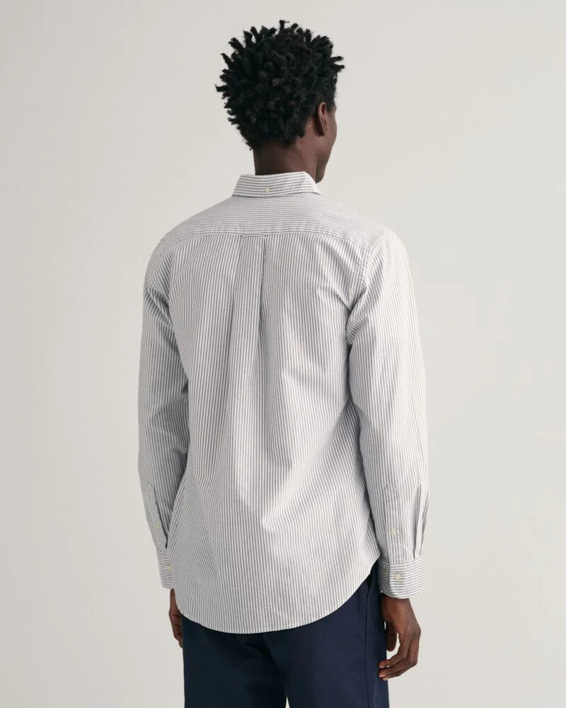 GANT Regular Fit Banker Stripe Classic Oxford Shirt in Grey