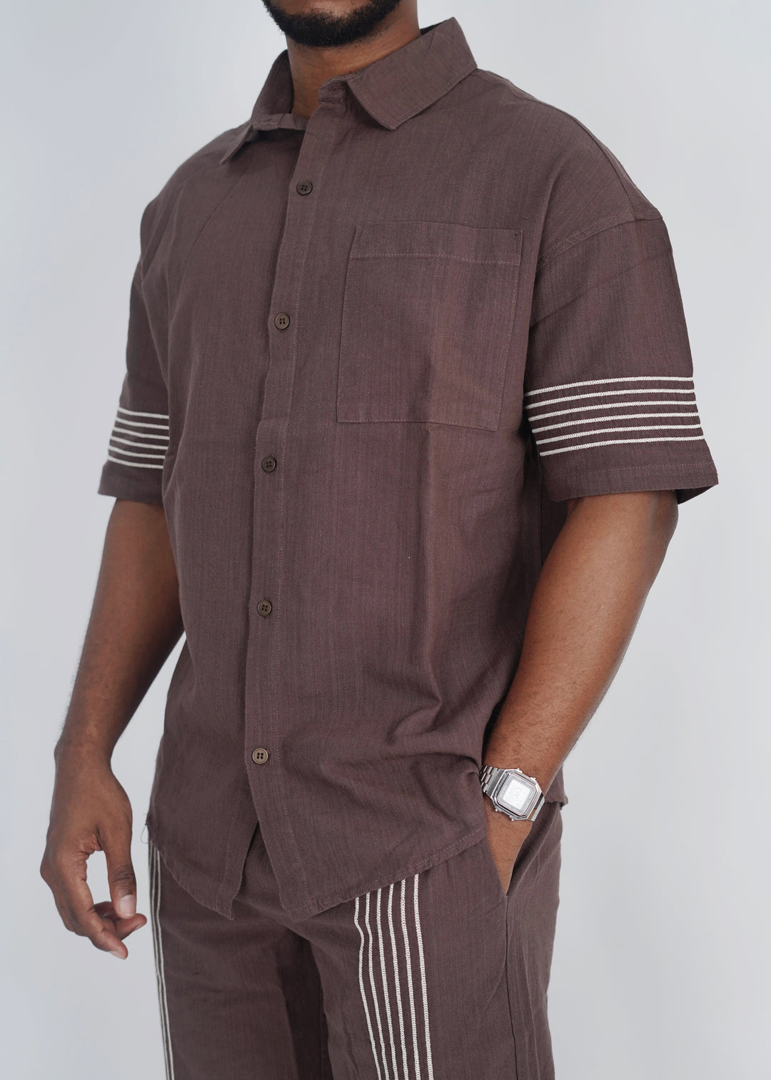 Vamos Short Sleeve Set in Brown