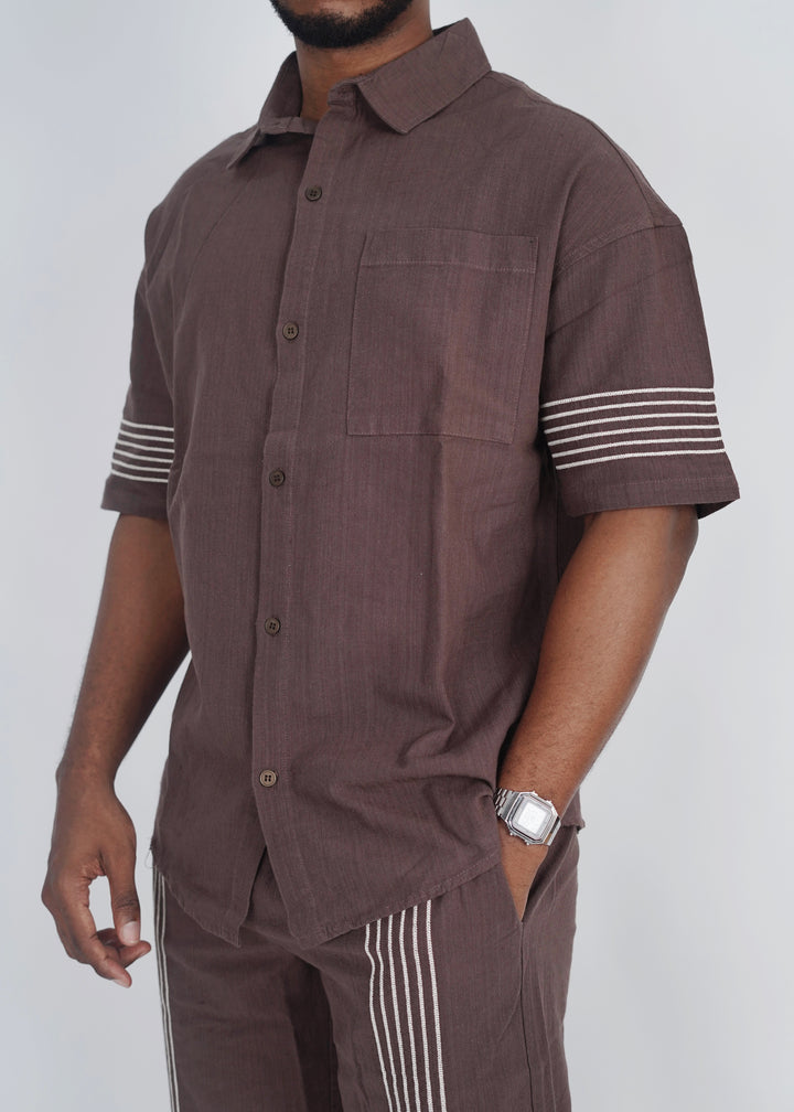 Vamos Short Sleeve Set in Brown