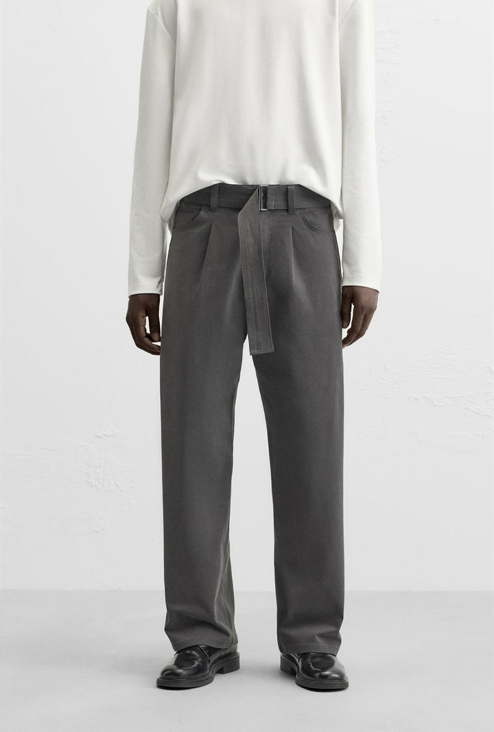 ZARA PLEATED TROUSERS WITH BELT