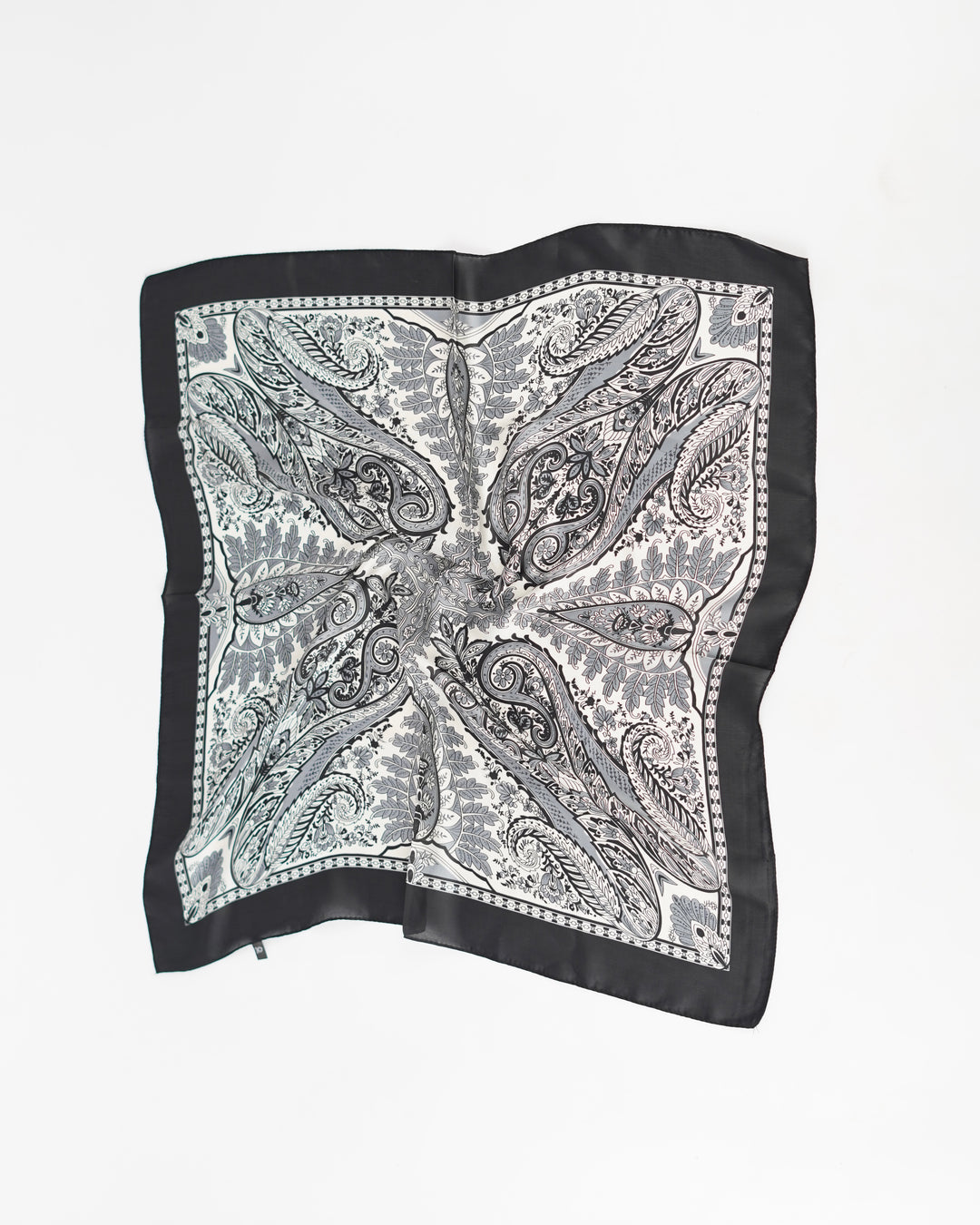 Black Swan Paisley Print Silk Scarf